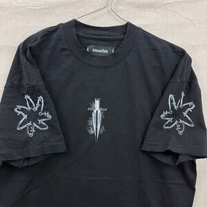 Ironwilled Who Wants The Smoke Graphic T-Shirt Black Distressed Gothic XS Mens